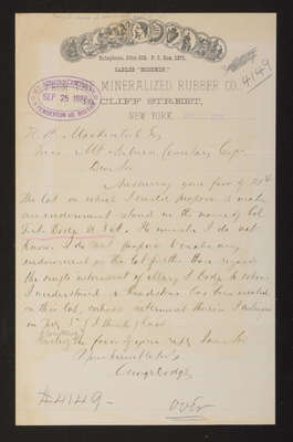 1888-09-24 Letter: [George] Dodge to H. B. MacKintosh, about care of whole lot, 2014.020.011-013