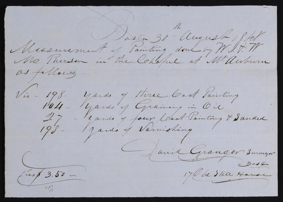 1848-08-30 Bigelow Chapel Invoice: McPherson, 2021.016.001