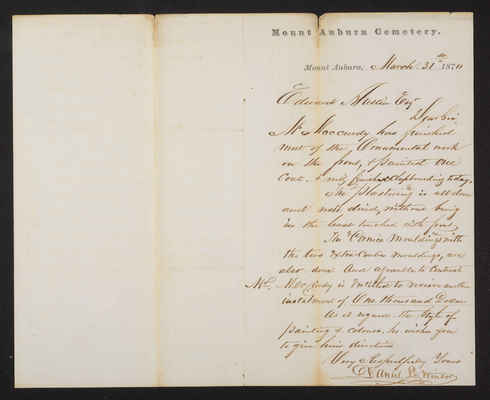 1870-03-31 Reception House: Letter from Winsor to Austin, 2021.010.010