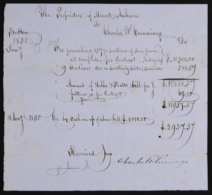 1850-01 Perimeter Fence: Payment to Charles W. Cummings, 2021.018.005