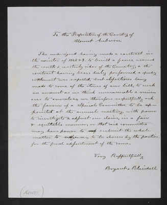 1851-02 Perimeter Fence: Letter from Bryant & Blaisdell, 2021.018.014