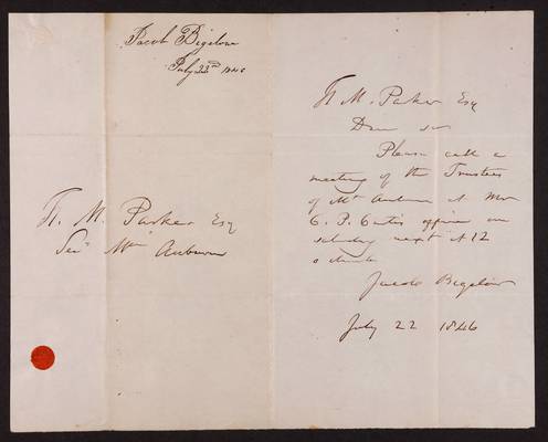 1846-07-22 Letter from Jacob Bigelow to Henry M. Parker, 1831.014.003-006