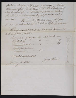 1840-01-22 Treasurer's Report for 1839, 2021.020.011