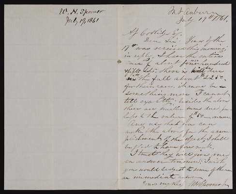 1861-07-19 Letter: Spooner to Coolidge, 2021.021.003