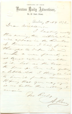 1872 Correspondence with Ross