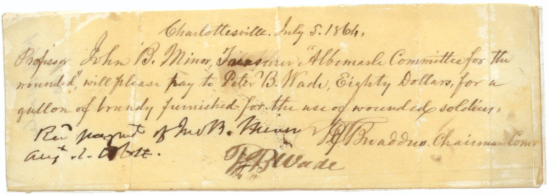 Bill to Minor by the Albemarle County Committee for the Wounded, 5 July 1864