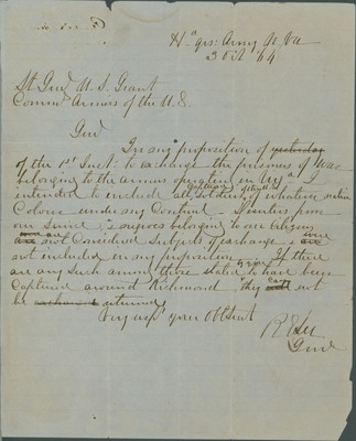 Letter from Robert E. Lee to U.S. Grant