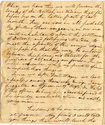 Letter from Levi Wells to Isaac Robertson Gwathmey from Fort Winchester, 21 October 1812