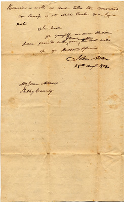 Letter from John Allen to Jane Allen, 28 August 1812
