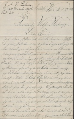 Letter from J. A. T. Palmer, 25 March 1891 [LE-37025]