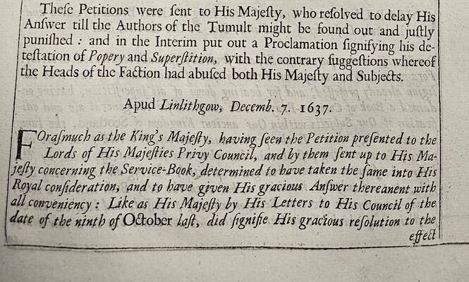 King's Proclamation December 1637 Page 1